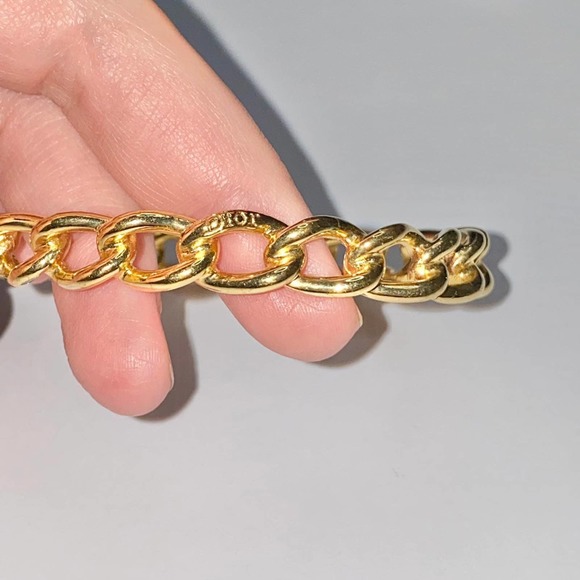 VTG Christian Dior Gold Tone Metal Chain Link Bangle Bracelet Signed - Picture 5 of 12